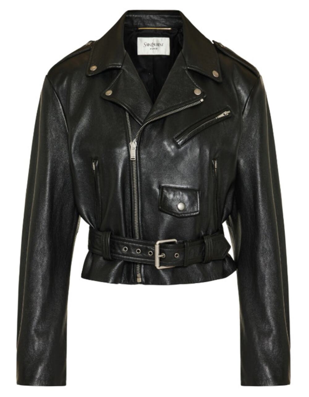 NEW SAINT LAURENT YSL $7K BLACK LEATHER MOTORCYCLE BIKER JACKET COAT AUTH 40 8!